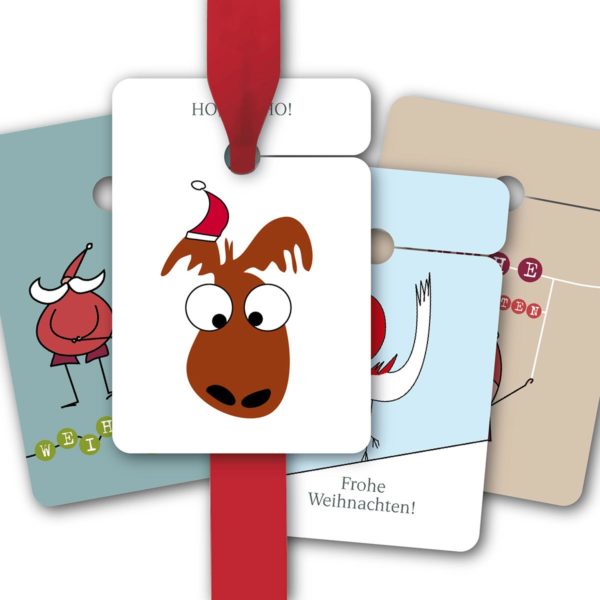 Hänge Etiketten: Geschenkanhänger mit fröhlichen Weihnachts Motiven aus unserer Weihnachts Papeterie in multicolor