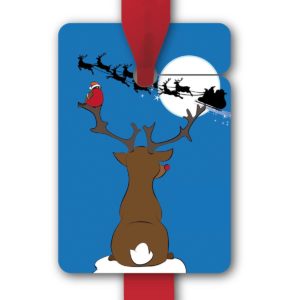 Hänge Etiketten: Geschenkanhänger mit Rudolf aus unserer Weihnachts Papeterie in blau