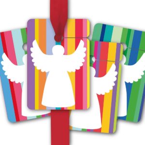 Hänge Etiketten: Geschenkanhänger mit Weihnachts Engel aus unserer Weihnachts Papeterie in multicolor