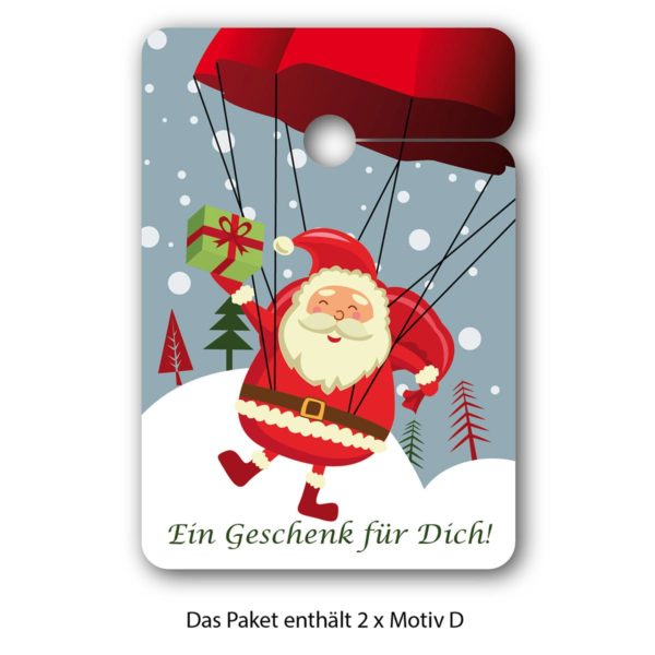8 Geschenkanhänger mit fliegendem Weihnachtsmann: Nur für Dich