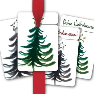 Hänge Etiketten: Geschenkanhänger mit Designer Weihnachtsbaum aus unserer Weihnachts Papeterie in weiß