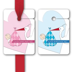 Hänge Etiketten: Geschenkanhänger zur Taufe aus unserer Geburt Papeterie in rosa