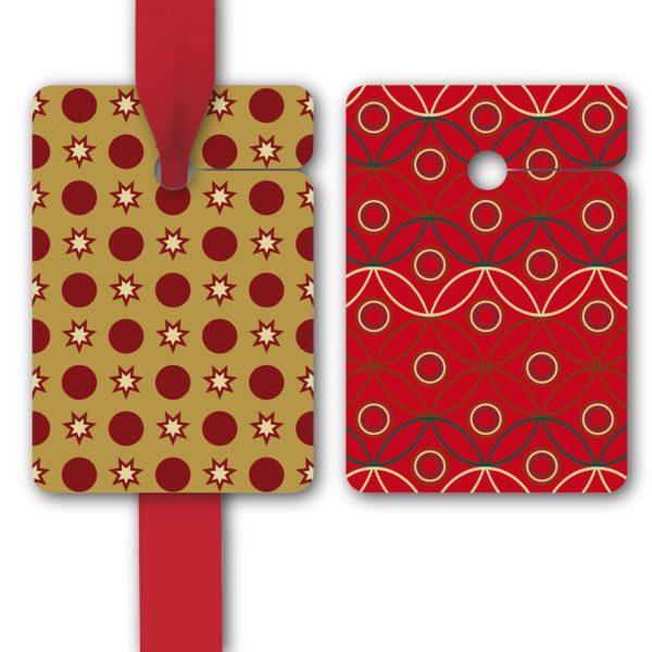 Hänge Etiketten: Geschenkanhänger mit weihnachtlichem Muster aus unserer Weihnachts Papeterie in beige