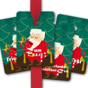 Hänge Etiketten: komische Geschenkanhänger Weihnachten aus unserer Weihnachts Papeterie in grün