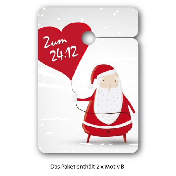 8 Geschenkanhänger mit Santa Claus im Schnee: Merry Xmas | Zum 24.12