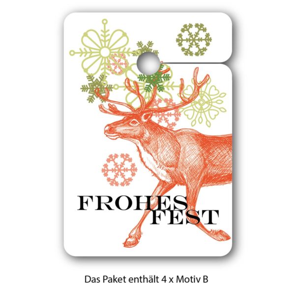 8 Geschenkanhänger mit edlem Hirsch: Frohes Fest