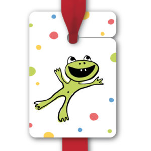 Hänge Etiketten: Frosch Geschenkanhänger zum jubeln aus unserer Geburtstags Papeterie in weiß