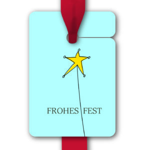 Hänge Etiketten: Geschenkanhänger mit Stern aus unserer Weihnachts Papeterie in hellblau