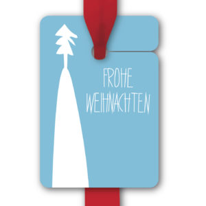 Hänge Etiketten: Weihnachts Geschenkanhänger mit Tanne aus unserer Weihnachts Papeterie in hellblau