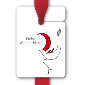Hänge Etiketten: Geschenkanhänger mit Weihnachts Vogel aus unserer Weihnachts Papeterie in weiß