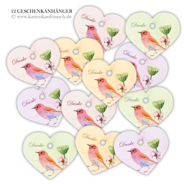 Hänge Etiketten: Dankes Herz Geschenkanhänger aus unserer Dankes Papeterie in multicolor