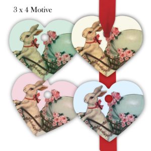 Kartenkaufrausch: 12 Vintage Oster Herz Geschenkanhänger aus unserer Liebes Papeterie in multicolor