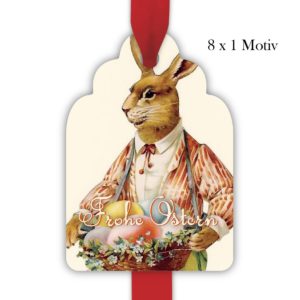 Kartenkaufrausch: Geschenkanhänger mit klassischem Osterhasen aus unserer Oster Papeterie in beige