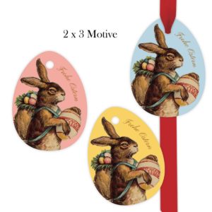 Kartenkaufrausch: Vintage Oster Geschenkanhänger mit Osterhasen aus unserer Oster Papeterie in multicolor