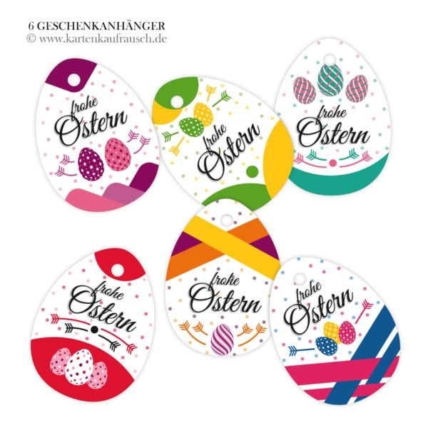Hänge Etiketten: moderne Oster Geschenkanhänger aus unserer Oster Papeterie in multicolor