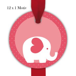 Kartenkaufrausch: Geschenkanhänger mit kleinem Elefanten aus unserer Baby Papeterie in rosa