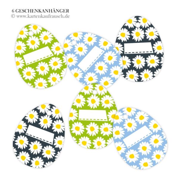 Hänge Etiketten: 6 ovale Geschenkanhänger aus unserer florale Papeterie in multicolor