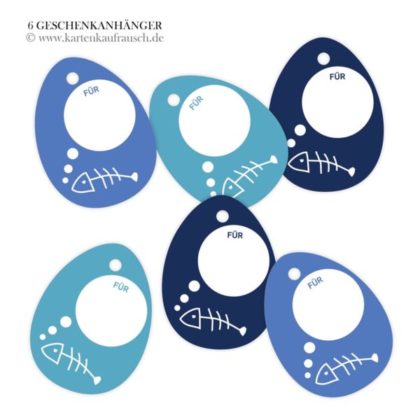 Hänge Etiketten: lustige Geschenkanhänger in Ei Form aus unserer Tier Papeterie in blau
