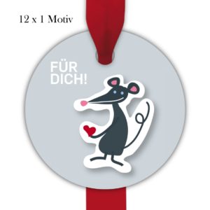 Kartenkaufrausch: runde Mäuse Geschenkanhänger aus unserer Tier Papeterie in grau