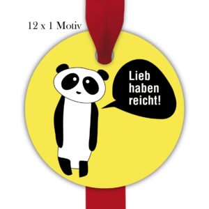 Kartenkaufrausch: süße runde Panda Geschenkanhänger aus unserer Tier Papeterie in gelb