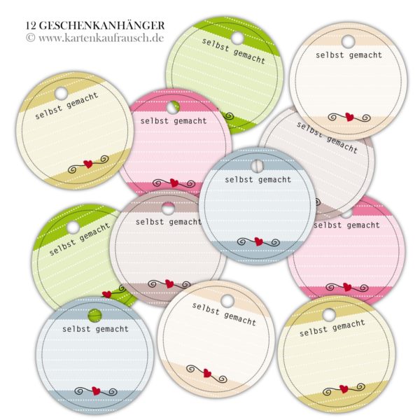 Hänge Etiketten: Geschenkanhänger für Selbstgemachtes aus unserer Designer Papeterie in multicolor