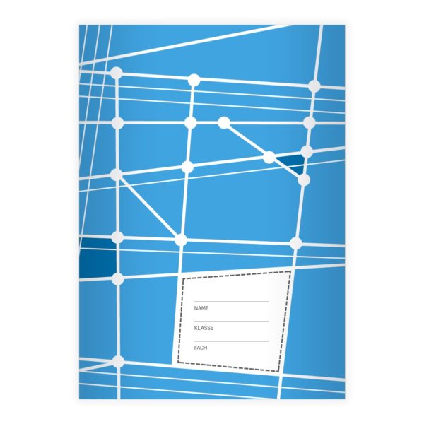 Kartenkaufrausch: Schulheft mit geometrischem Muster aus unserer Schul Papeterie in hellblau
