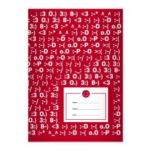 Kartenkaufrausch: Schulheft mit Satzzeichen Emojis aus unserer Schul Papeterie in rot