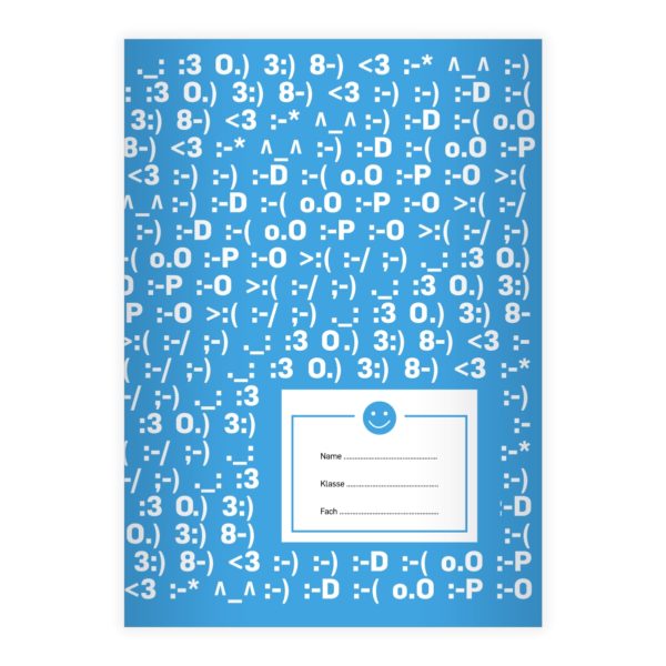 Kartenkaufrausch: Schulheft mit Satzzeichen Emojis aus unserer Schul Papeterie in hellblau