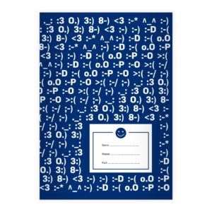 Kartenkaufrausch: Schulheft mit Satzzeichen Emojis aus unserer Schul Papeterie in blau