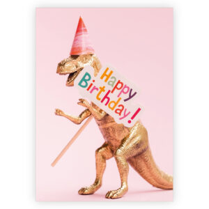 Coole Dinosaurier Geburtstagskarte um mit Humor fröhlich Happy Birthday zu wünschen