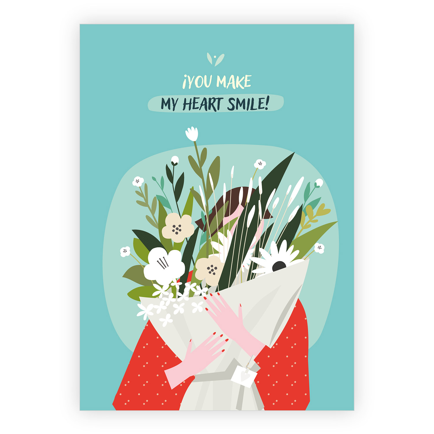 Liebevolle Freundschafts Grußkarte mit  Blumenstrauß: You make my heart smile 1 nachhaltig produzierte Klappkarte  inklusive Umschlag made in germany von Kartenkaufrausch.de