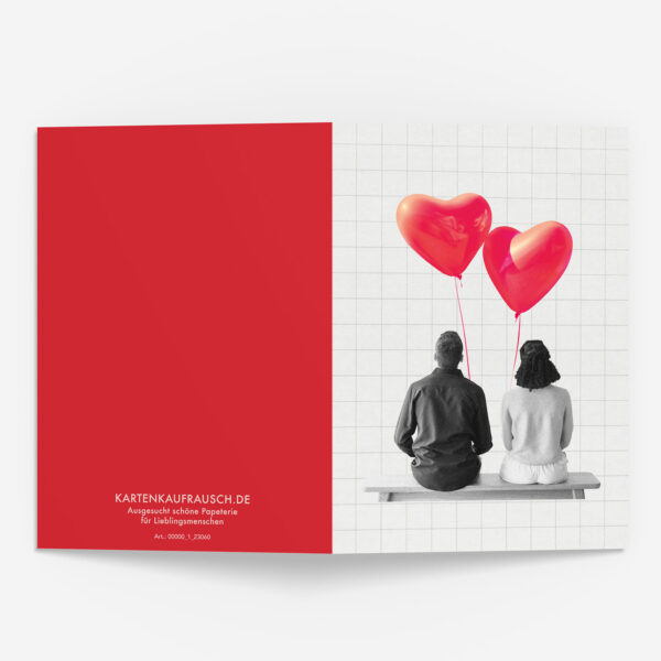 Designer Liebes Grußkarte mit Herz Ballons für Mann & Frau