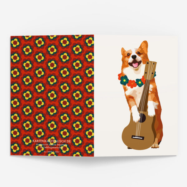 Lustige Retro Hunde Grußkarte im 70s Stil