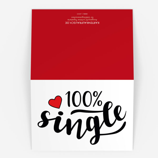 Lustige Grußkarte für frisch Getrennte: 100% Single - Klappkarte nach Trennung