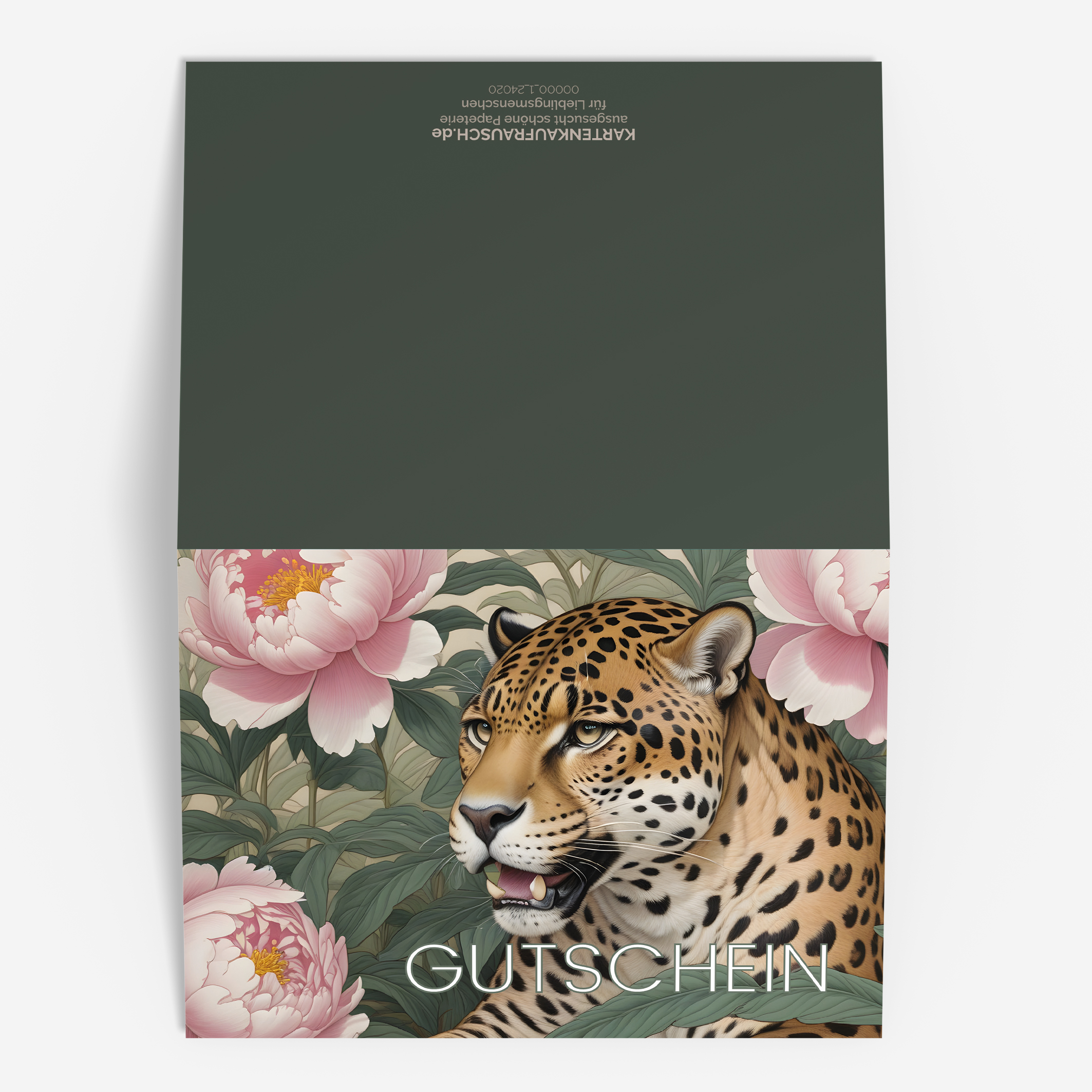 Blumen Klappkarte als Gutschein mit Jaguar 3 nachhaltige Klapp Grußkarte made in germany von Kartenkaufrausch.de