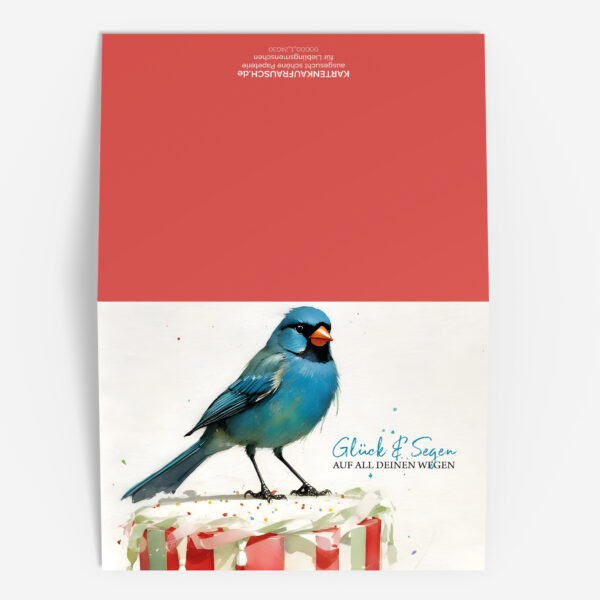 Glück und Segen - süße Geburtstagskarte mit Vögelchen 3 nachhaltige Klapp Grußkarte made in germany von Kartenkaufrausch.de