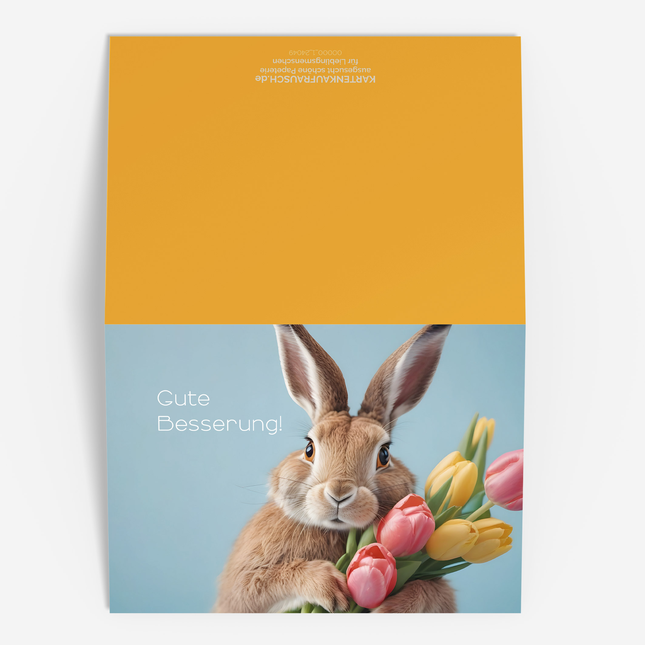 Herzige Genesungskarte mit Hase und Tulpen 3 nachhaltige Klapp Grußkarte made in germany von Kartenkaufrausch.de