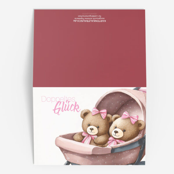 Süße Bären Cartoon Baby Glückwunsch Karte mit Kinderwagen 3 nachhaltige Klapp Grußkarte made in germany von Kartenkaufrausch.de