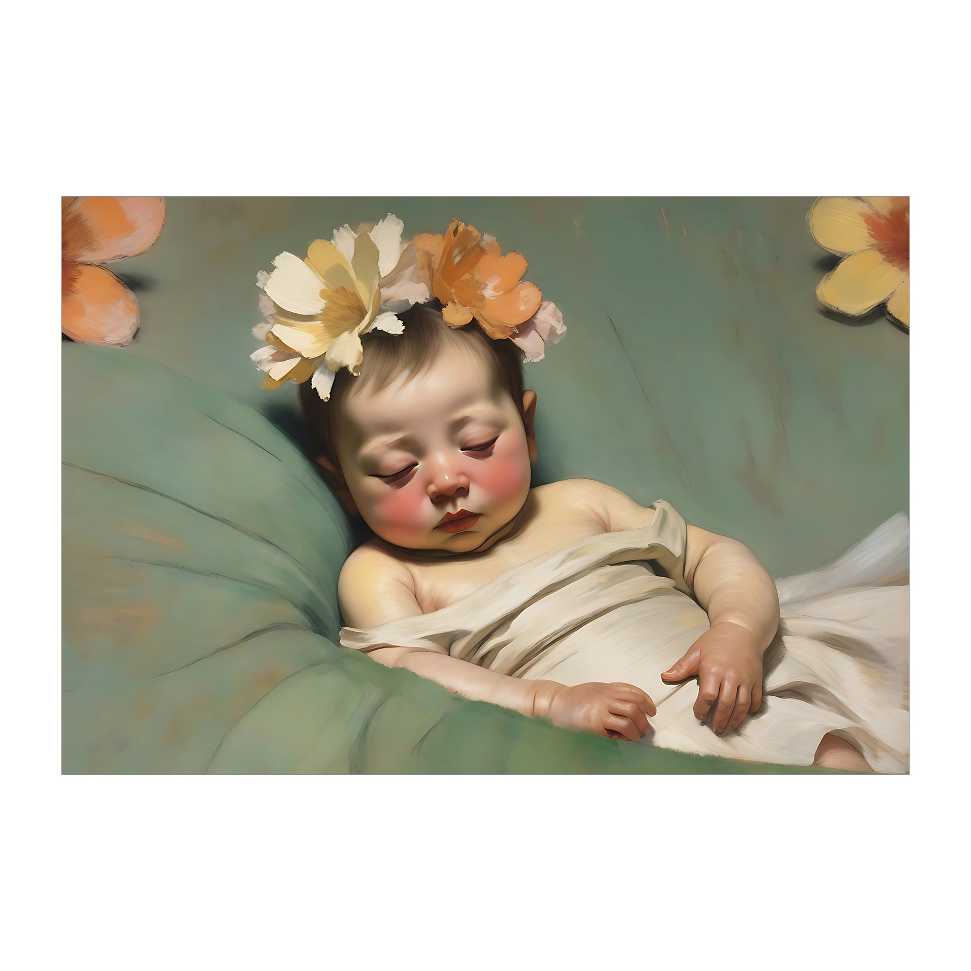 Wunderschöne Künstler Baby Glückwunsch  Grußkarte mit zartem Blumen Baby 1 nachhaltige Klapp Grußkarte made in  germany von Kartenkaufrausch.de
