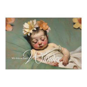Schöne Künstler Baby Glückwunsch  Grußkarte mit Blüten Baby 1 nachhaltige Klapp Grußkarte made in germany von  Kartenkaufrausch.de