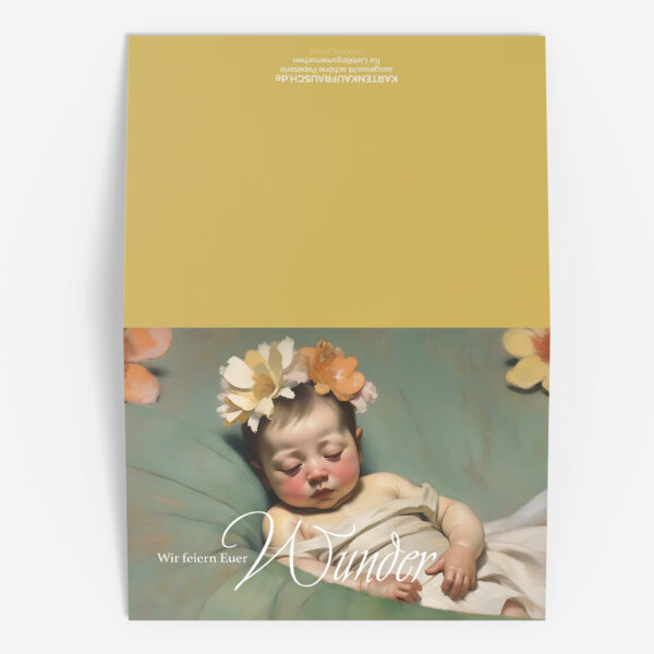 Schöne Künstler Baby Glückwunsch  Grußkarte mit Blüten Baby 3 nachhaltige Klapp Grußkarte made in germany von  Kartenkaufrausch.de