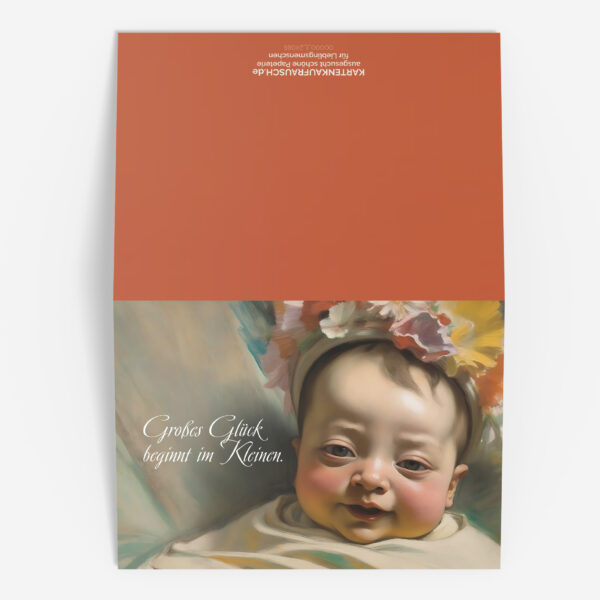 Zauberhafte Baby Grußkarte mit Blumen  Blüten Baby: Großes Glück. nachhaltige Klapp Grußkarte made in germany von  Kartenkaufrausch.de